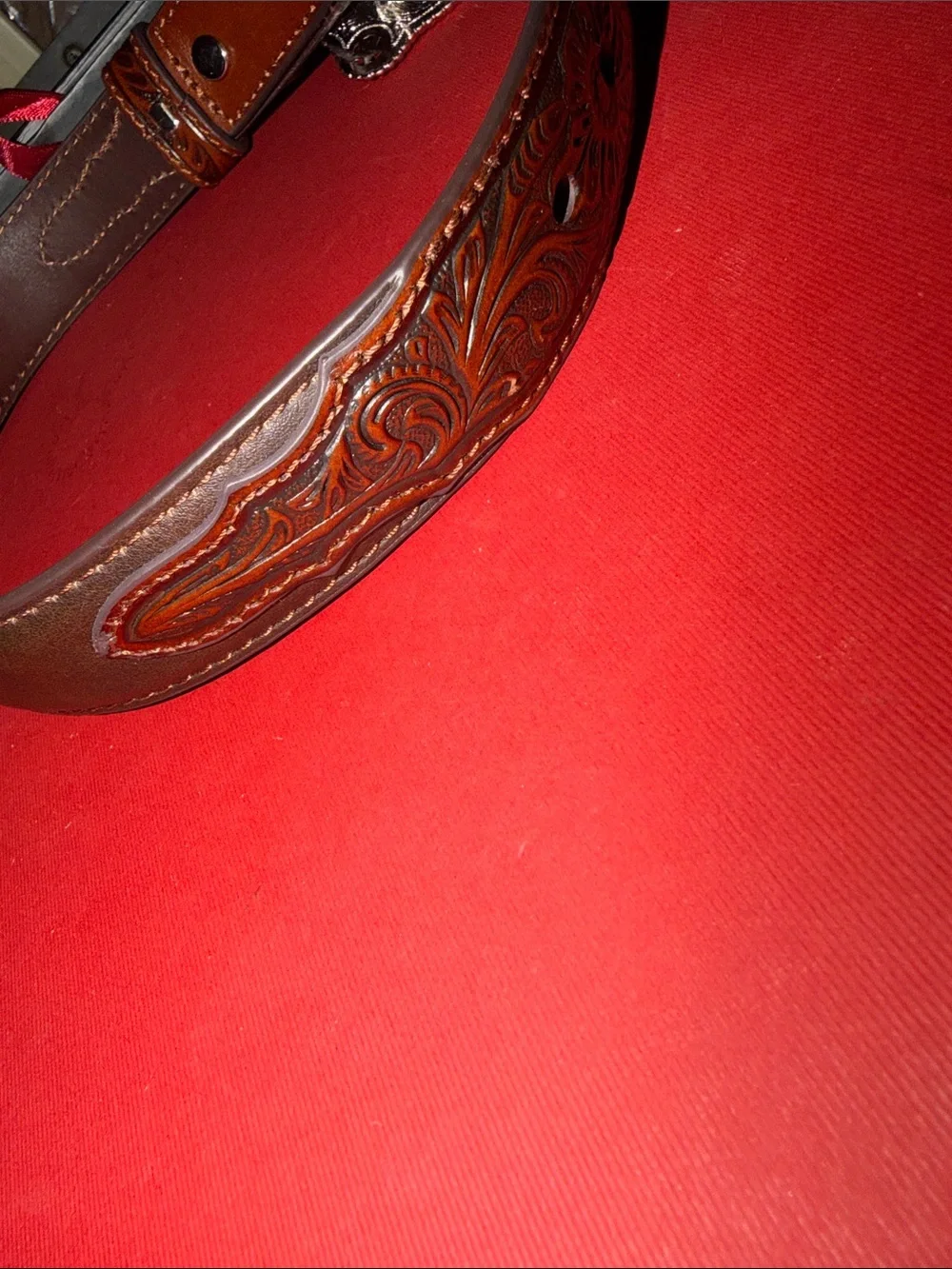 NWOT Nocona Brown Leather Western Belt with Ornate Silver Buckle